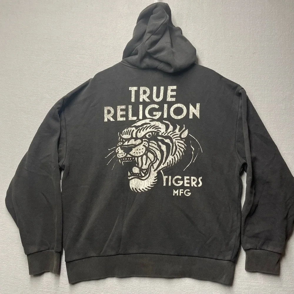 True Religion Tigers MFG Zip Up Hoodie Jet Black Fall 25 Proto Sample Mens M